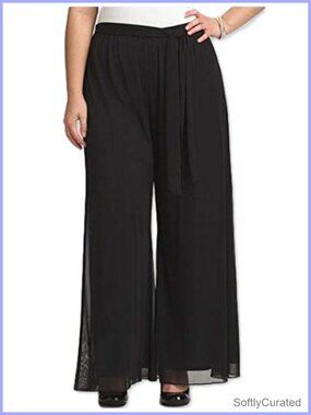 Long Wide Leg Palazzo Pants Plus Size Elastic Waistband Pull On Flared